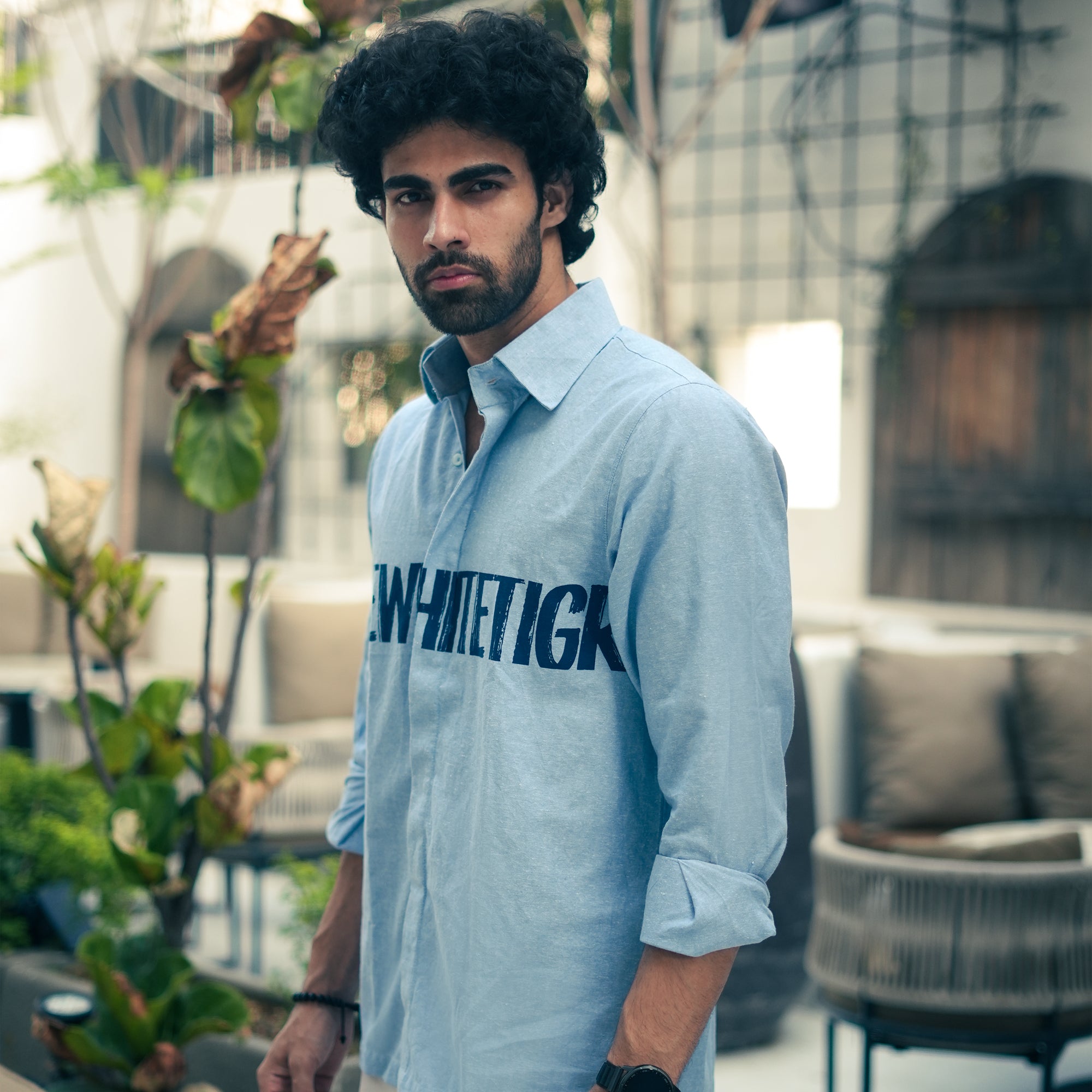 Sky Crest Pure Cotton Linen Shirt