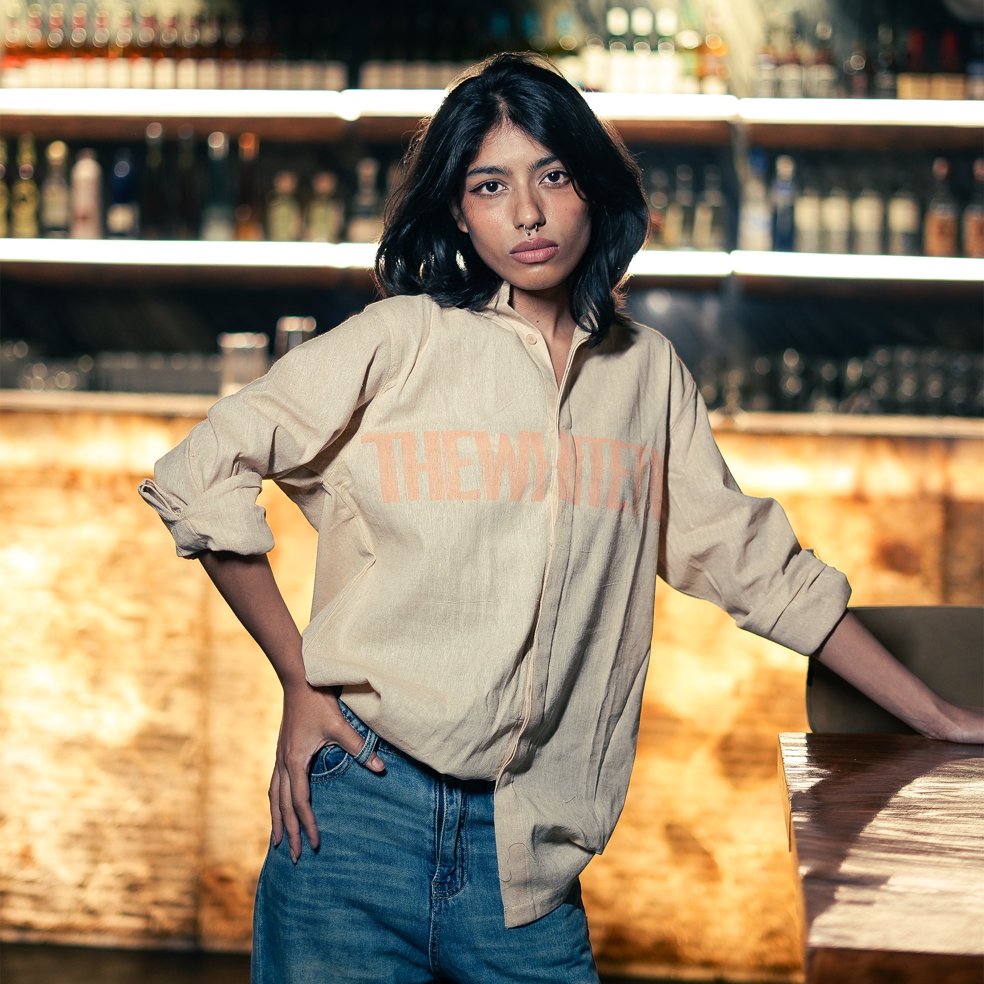 Beige Sand Blush Pure Cotton Linen Shirt