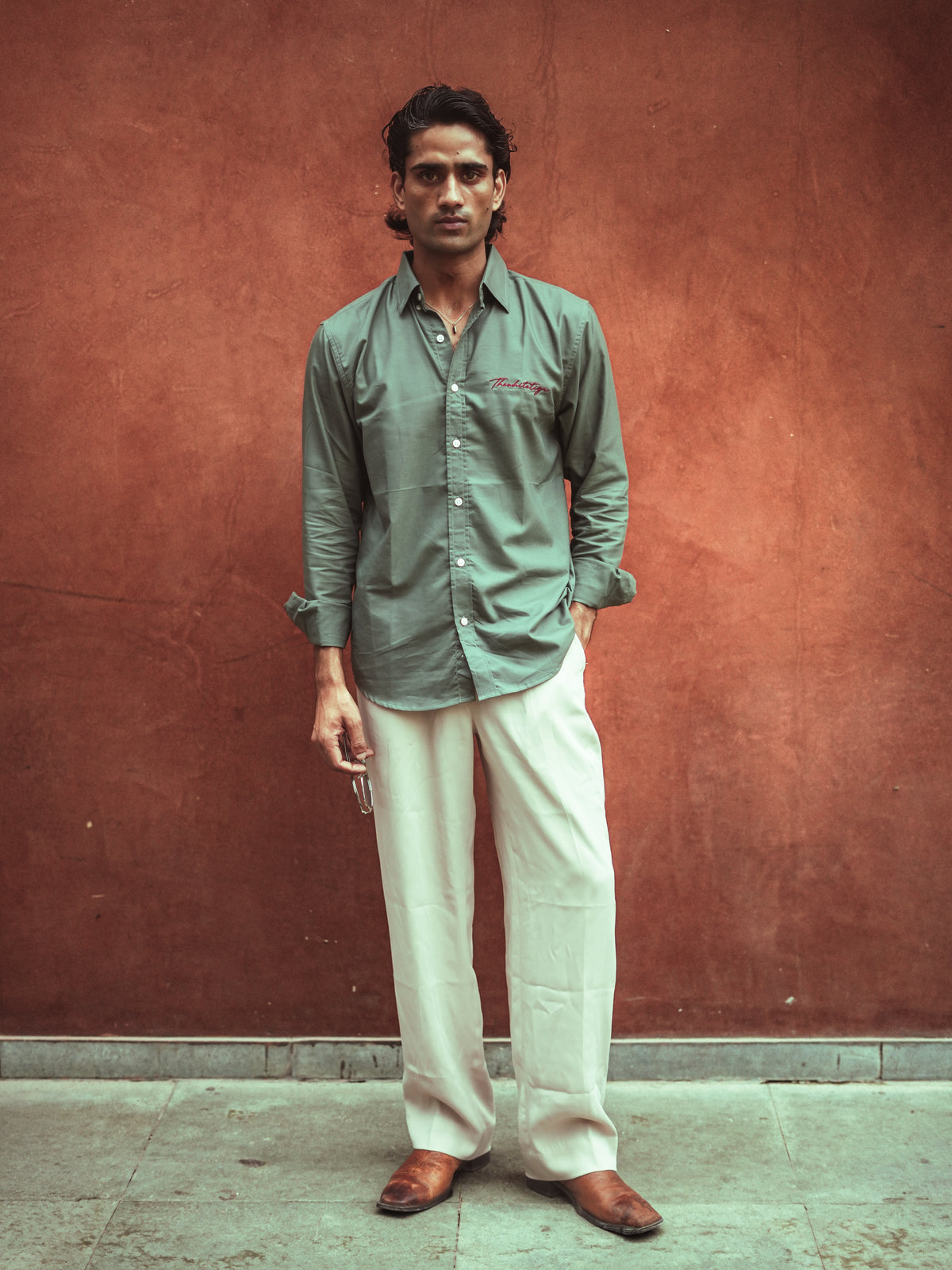Green Cotton Regular Fit Shirt