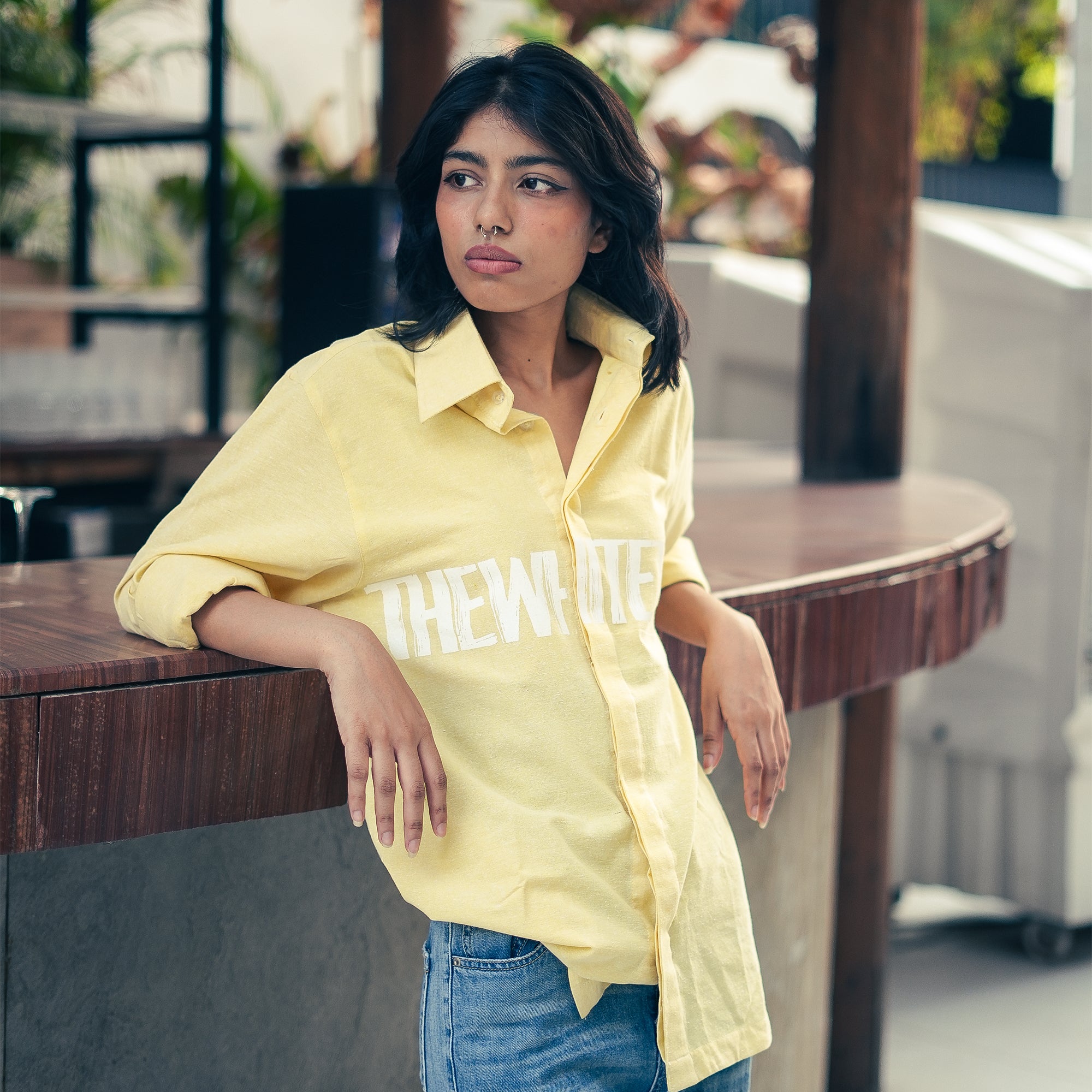 Lemon Pearl Pure Cotton Linen Shirt