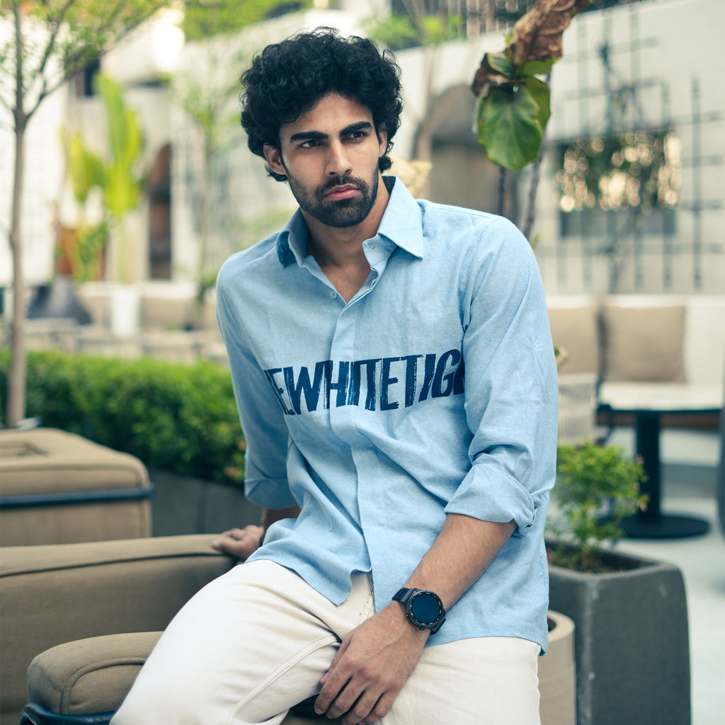 Sky Crest Pure Cotton Linen Shirt