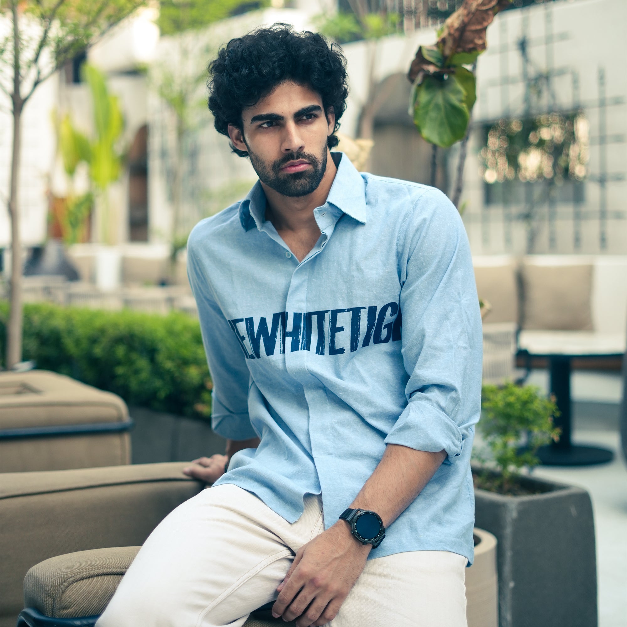 Sky Crest Pure Cotton Linen Shirt