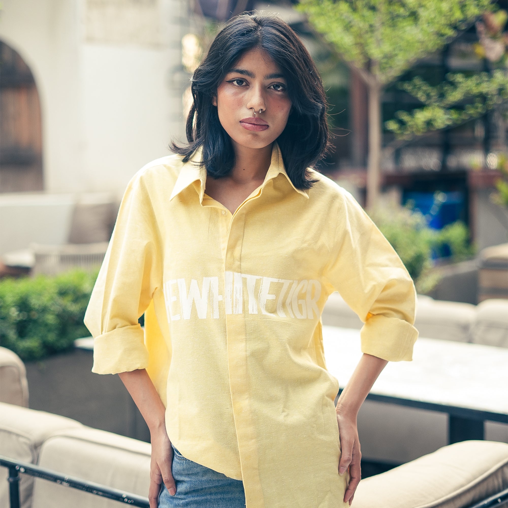 Lemon Pearl Pure Cotton Linen Shirt