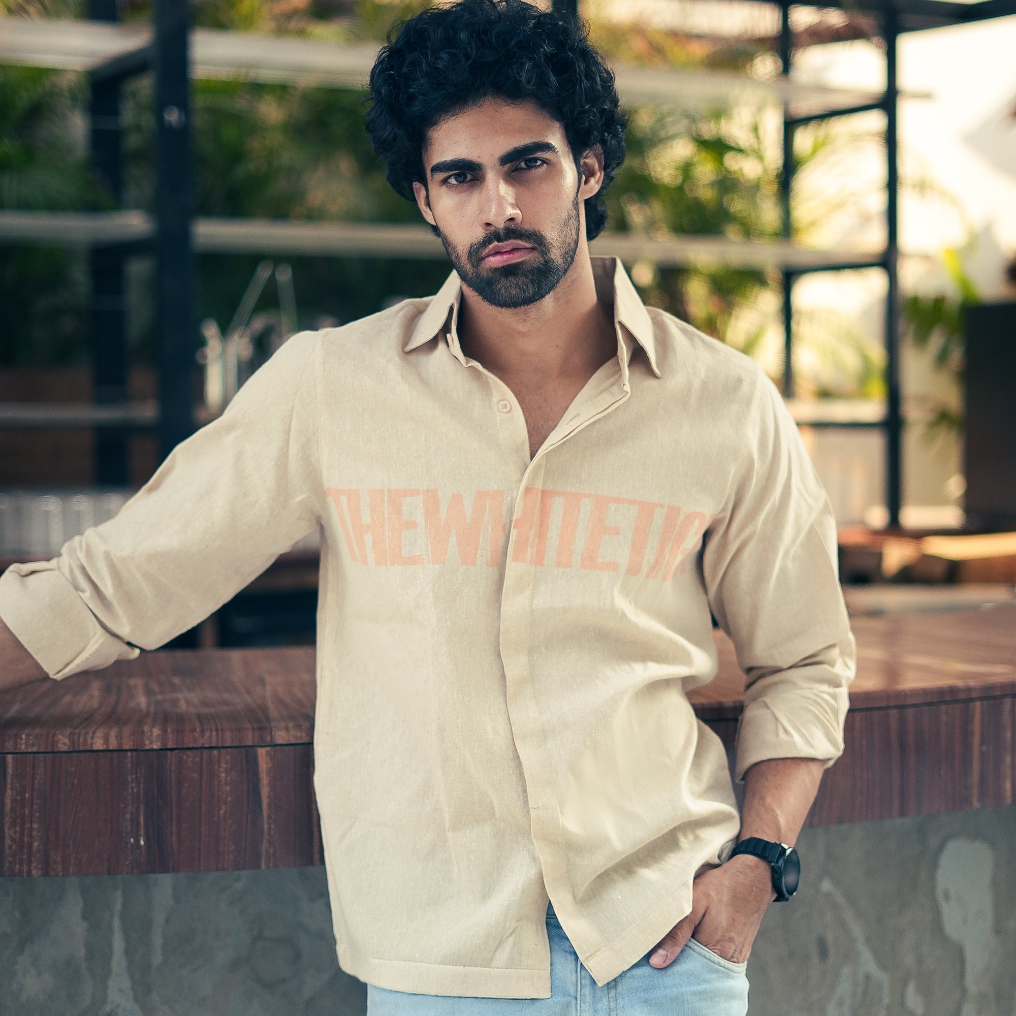 Beige Sand Blush Pure Cotton Linen Shirt