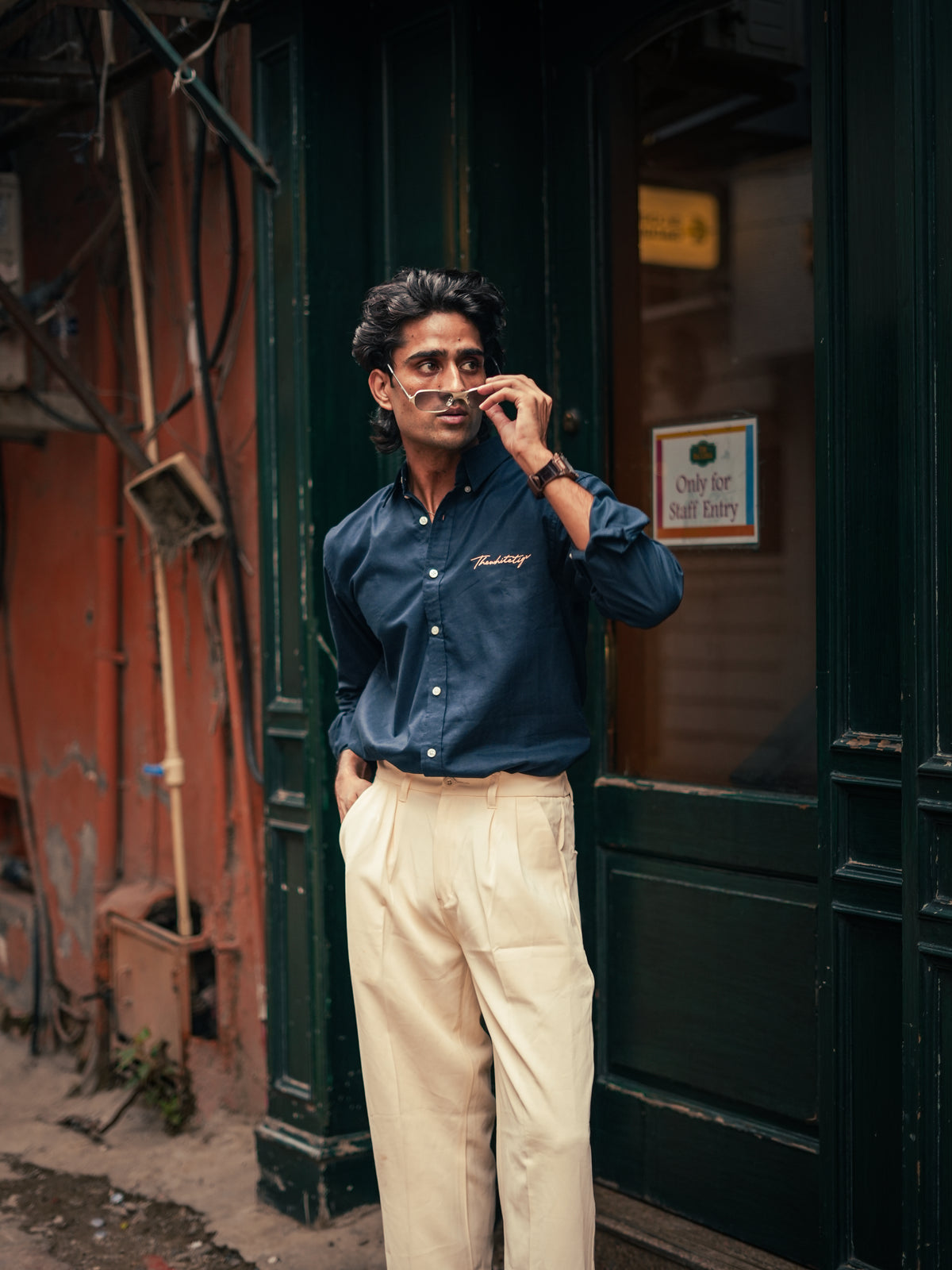Blue Cotton Regular Fit Shirt