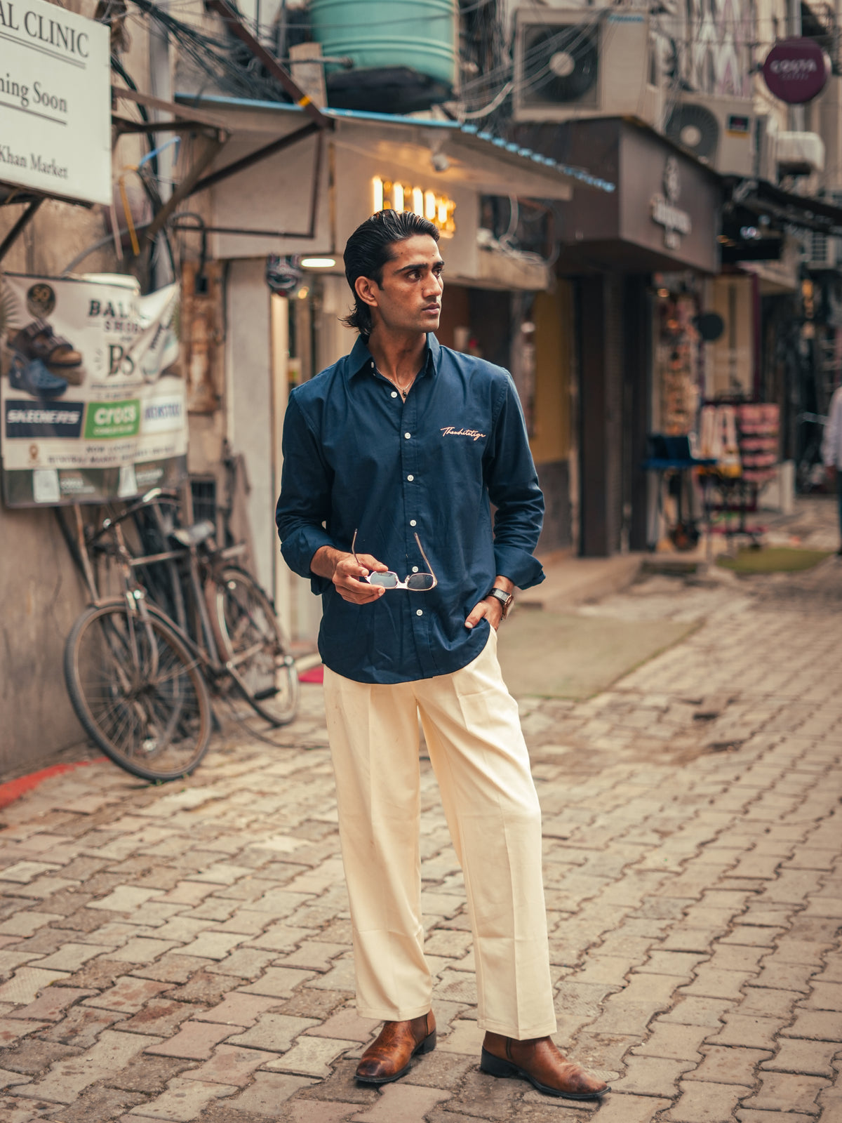 Blue Cotton Regular Fit Shirt