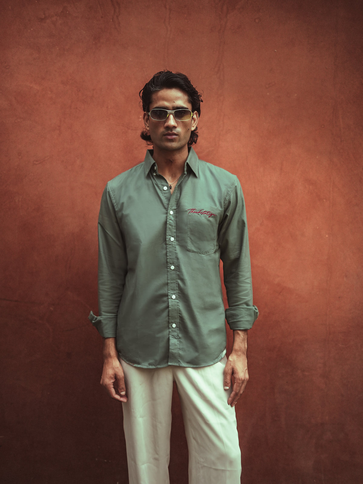 Green Cotton Regular Fit Shirt